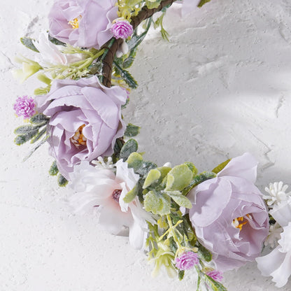 KorViSHOW Fairy Flower Crown Headband, Artificial Purple Rose Floral Headpiece, Boho Bridal Flower Headbands for Women Girls Renaissance Cosplay Wedding Birthday Party Hair Accessories