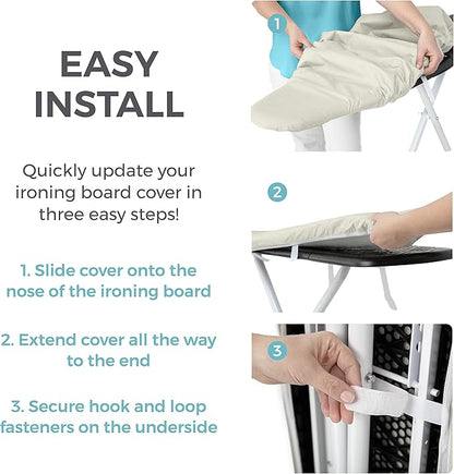 HOME GENIE Ironing Board Cover, Extra Thick Padding, Scorch Resistant Silicone