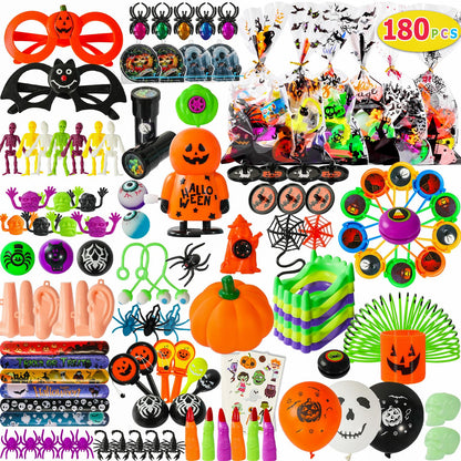 Max Fun 180pcs Halloween Party Toys Assortment for Kids Halloween Party Favors Prizes Box Toy Assortment Classroom (Large 180pcs party favors)