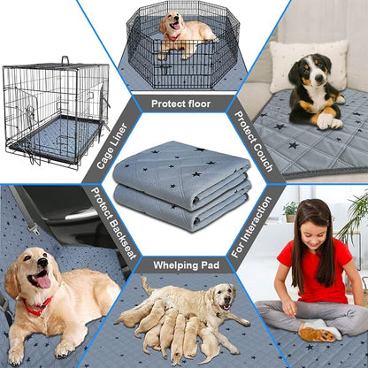 RIOUSSI Washable Pee Pads for Dogs, Reusable, Absorbent, Leakproof, Non Slip Pet Puppy Pads for Potty Training. Gray Stars, 18x24 Inch(8pack)