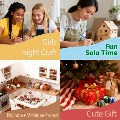 BoFUN DIY No-Bake Miniature Food Craft Kit - 1/12 Scale Dollhouse Kitchen Accessories, Hobby Craft Set for Teens Adults Ages 12+, Creative Art Project (Bake DIY)
