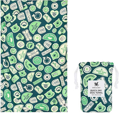 Dock & Bay Pet Towel - Super Absorbent & Quick Drying Dog Towels with Bag - 100% Recycled - Dog & Bay Club, Medium (90x50cm, 35x19)