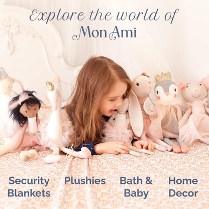 MON AMI Embroidered Swan Hanging Wall Canvas Banner | 10-Inch Plush Wall Décor for Nursery & Kids’ Room | Elegant Swan Design with Tassels | Whimsical Gift for Baby Showers & Birthdays