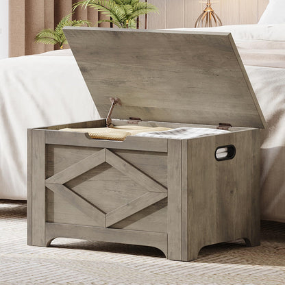 GarveeHome 23.6 in Storage Chest, Wooden Storage Bench with Safety Hinge, Easy Assembly, Large Shoe Bench for Entryway, Living Room, Bedroom