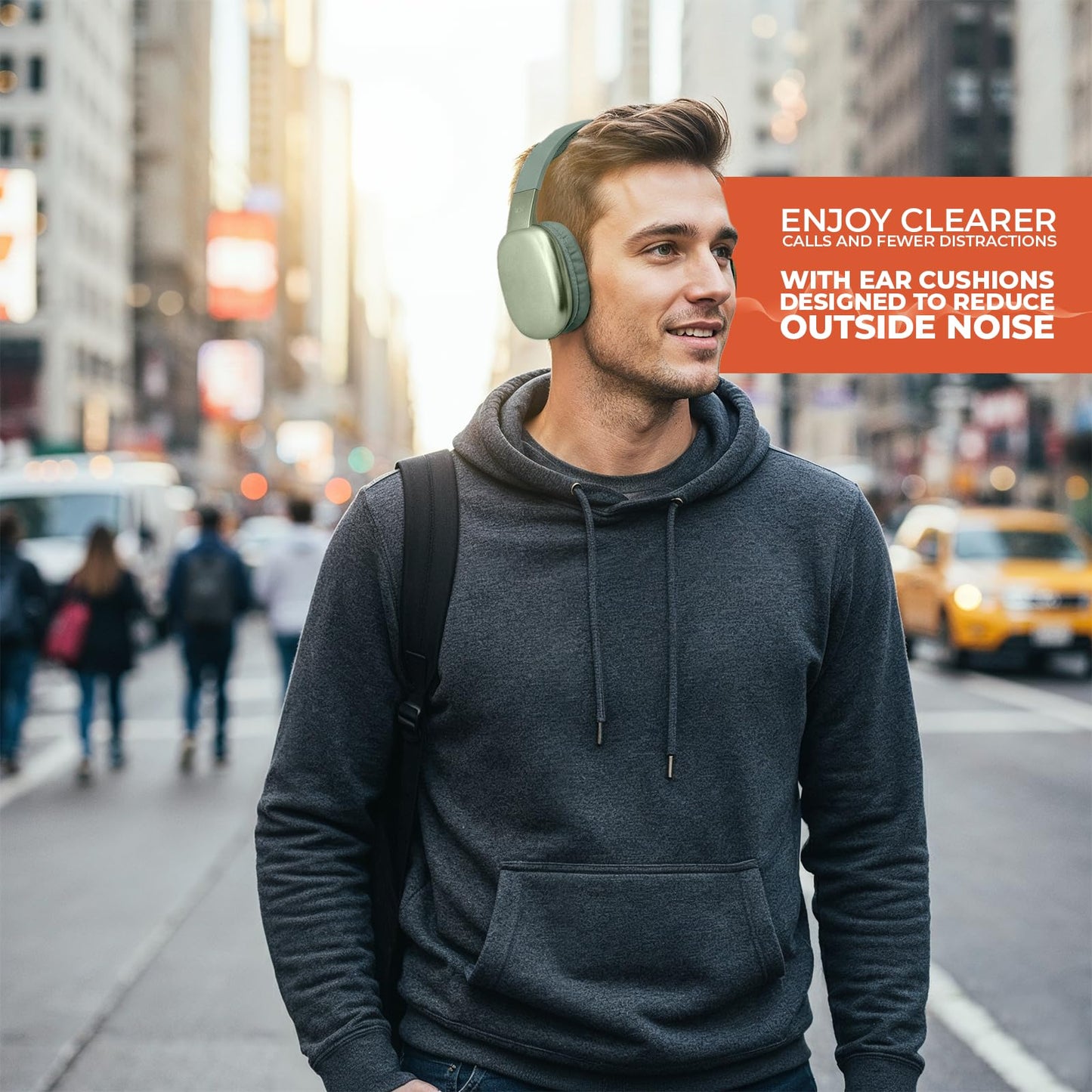 iJoy Ultra Wireless Over-Ear Bluetooth Headphones with Mic, Up to 10 Hours Playtime, Bluetooth Headset 33Ft Range with Backup AUX Cable & SD Slot, Wireless Headphones for Gaming, Work & Gym (Green)