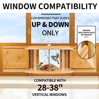 FL Falatier Window Bird Feeder Birdwatching Indoors,180° Ultimate Clear View Wild Bird Feeder Brings Nature's Beauty to Your Home/Office Hanging Bird Feeder House Bamboo Nature