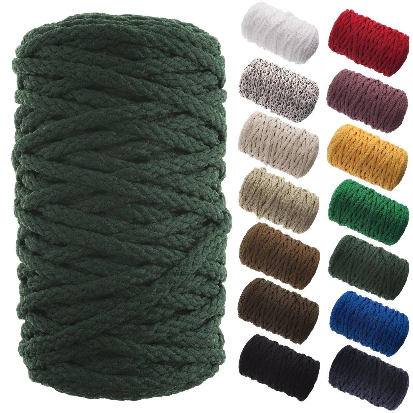 70yards x 6mm John Bead Forest Green Thermoplastic Nylon Braided Macrame Cord for DIY Craft Projects Wall Hanging, Plant Hangers