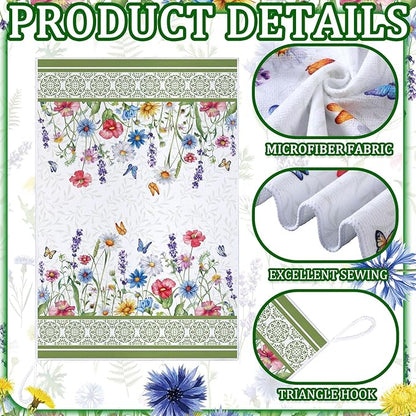 Geyoga 6 Pcs Spring Floral Kitchen Towels Flamingo Dish Hand Towels Sunflower