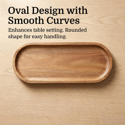 JIAYUET 8 Pack Oval Wood Serving Tray, 11.4 x 4.1 Inch Wooden Platter for Food, Fruit, Snacks, Appetizers, Wedding