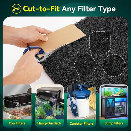 Borlech Aquarium Bio Filter Sponge Pad - Cut-to-Size Aquarium Filter Media for Fish Tank, Pond, Sump - Mechanical & Biological Filtration (18.5"x18.5"x1.6", 20PPI, 1 Pack)