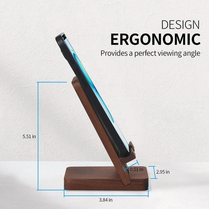 Plehood Wood Phone Stand, Desktop Wooden Phone Holder, Portable Office Phone Stand for Desk, Wood ipad Stand, Compatible with iPhone & All Cell Phones (Walnut)