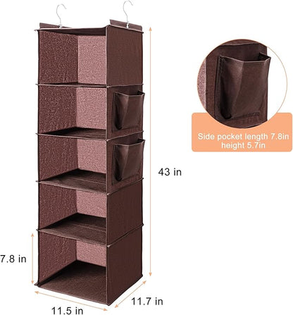 BOOMIBOO Hanging Closet Organize and Shelves，5-Hanging Shelf