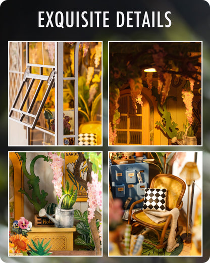 Rolife DIY Book Nook Kit Garden House, DIY Miniature Booknook Kit 3D Creative Decorative Bookend Bookshelf Insert 3D Puzzle for Adults, Halloween/Christmas Decorations/Gifts for Adults (Garden House)