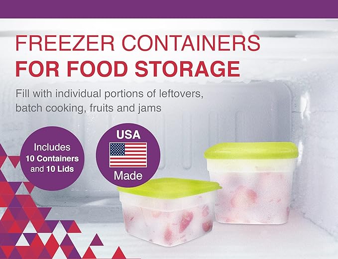 Arrow Reusable Plastic Storage Container Set, 10 Pack, 1 Pint/16 Ounce Each –