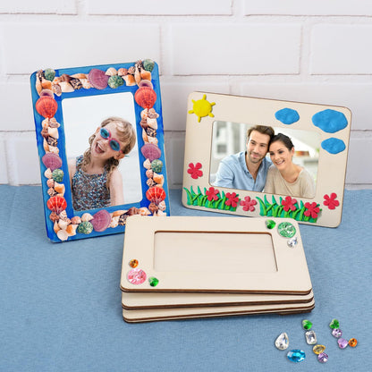 GNIEMCKIN 35 PCS 3.16 x 4.7 Inch Wooden Picture Frames, Unfinished Solid Wood Photo Frames for Crafts, Perfect for DIY Painting and Decorative Projects