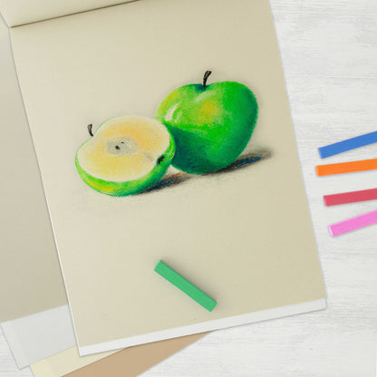 U.S. Art Supply 9" x 12" Pastel Paper Pad: 2 Pack (32 Sheet Total), 80lb (180gsm), 4 Neutral Toned Colors, Textured Hard or Soft Oil Pastel Paper, Drawing Sketchbook Pad, Mixed Media