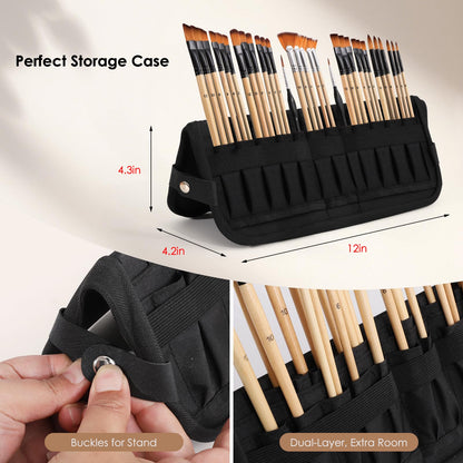 33pcs Paint Brush Set,Paint Brushes for Acrylic Painting, Oil, Watercolor,Professional Paintbrushes with Flat, Filbert, Fan, Palette Knife,ect.Art Supplies for Artists and Beginners