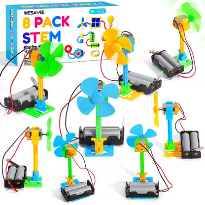Bulk STEM Kits - 8 Set Electrical Fans, Girls Boys Crafts Science Kits for Kids Age 8-12, STEM Toys for Boys 8-10 8 10 12 13 Classroom, Engineering Activities Experiments Projects Circuit