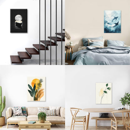Framed Canvas Wall Art Print, Modern Ready to Hang Home Decor Tree, Wall Hanging Decor Painting Poster Artwork for Living Room, Bedroom, Bathroom, Gift, Home Decoration 7.8 x 11 Inch D73