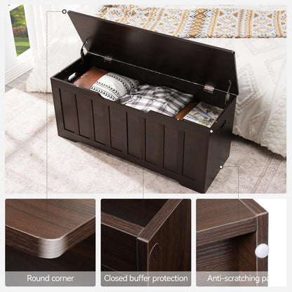 VANKILEY 43.3" Storage Chest Extra Large,Storage Trunk with 2 Safety Hinges,Wooden Storage Bench,Shoe Bench,43.3x15.7x19.1 Inch,Easy Assembly,Storage Bench for Bedroom,Living Room,entryway(Espresso).