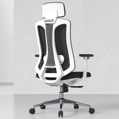 Logicfox Ergonomic Mesh Office Chair, Computer Desk Chair with 3D Armrests, Adjustable Lumbar Cushion and Adjustable Headrest, White High Back Home Office Chair with Tilt Function, Computer Chair