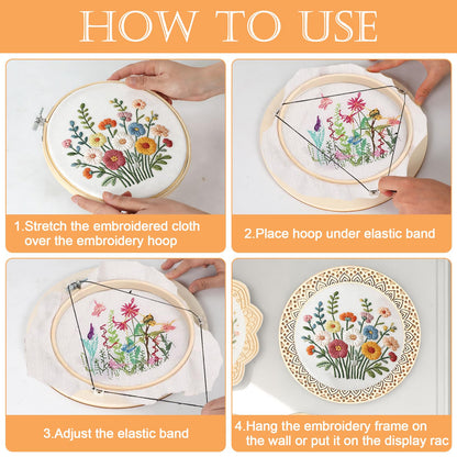 Kuabiz 8 Pcs Wood Embroidery Hoop Frame with Embroidery Hoops 8 Inch Heart Shaped Wooden Display Frame and Hoops for Finished Cross Stitch Craft Projects, Sewing & Decorative Ornaments