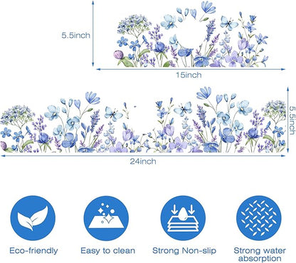 Watercolor Floral Butterfly Sink Faucet Absorbing Mat Sink Splash Guard Faucet