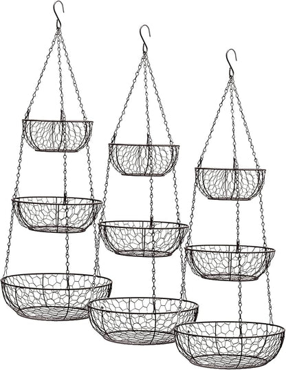 RSVP International Hanging Storage Collection 3-Tier Baskets, Bronze Chicken