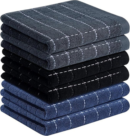 Homaxy 100% Cotton Terry Kitchen Towels, Checkered Designed, Soft and Super