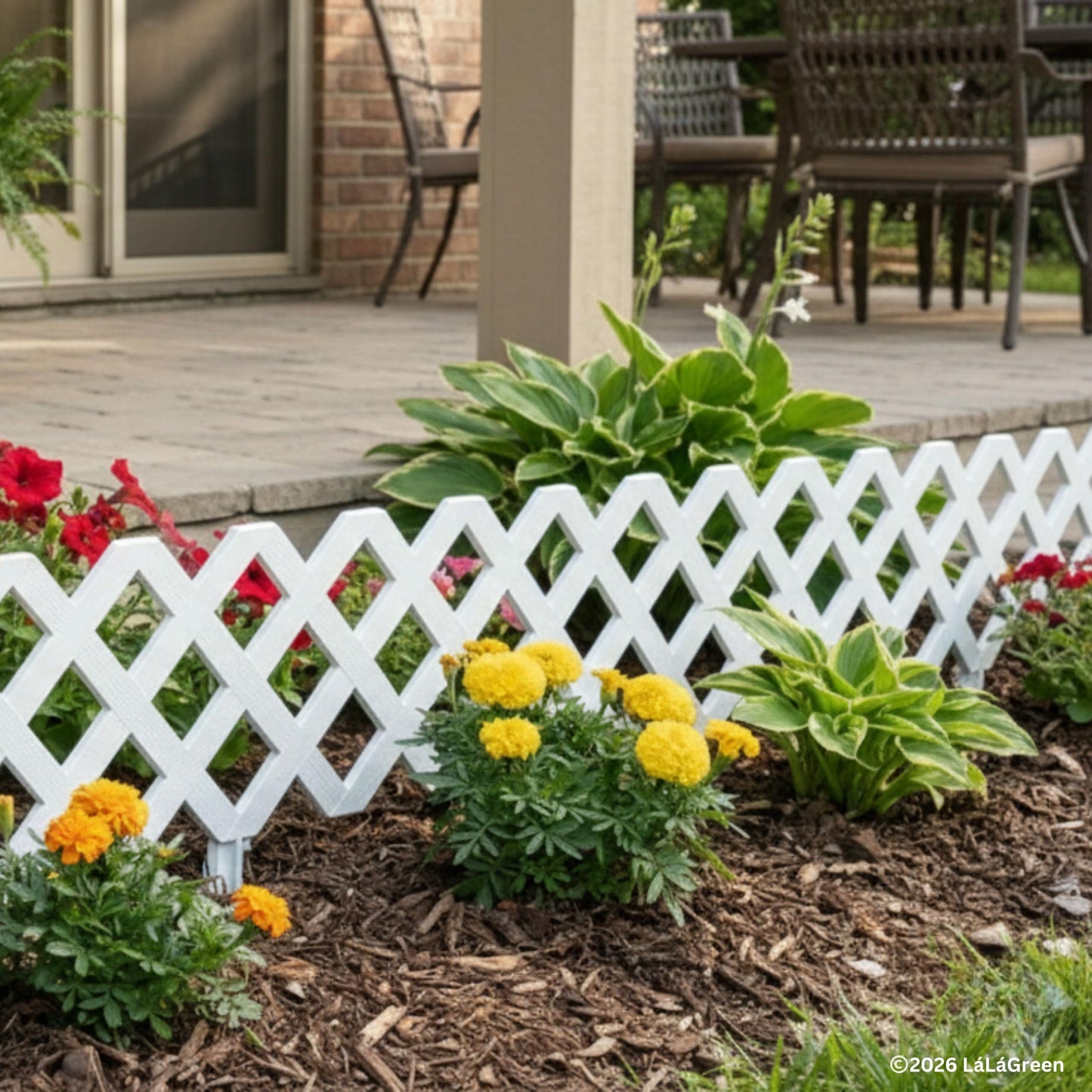 LaLaGreen Garden Edging Border (23x8.5 Inch, 10 Pack) White Plastic Fence Panels, Landscape Edging for Yard Lawn Patio Pathways Trees, Decorative Flower Bed Borders Outdoor Style Decor