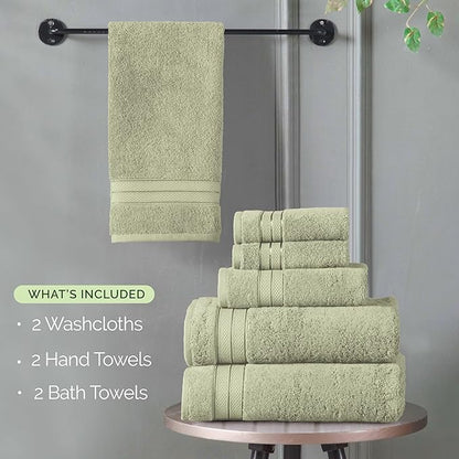 Elegant Comfort Luxury 6-Piece Towel Set, Premium Soft 100% Turkish Cotton