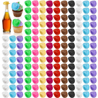 Cididu 200 Pcs Mini Cowboy Hats, Tiny Cowboy Hat for Crafts, 2 Inch Plastic Miniature Western Cowboy Cowgirl Hat, Small Party Hats for Doll Pet Cake Cupcake Bottle Decor Outdoor Party