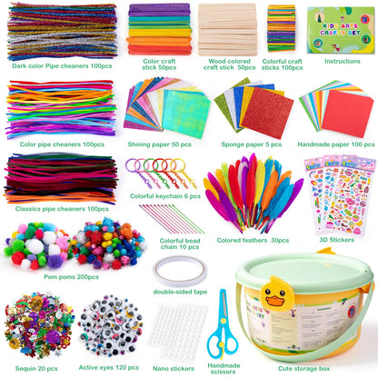 Sundaymot Kids Arts and Crafts Set 2000+ Piece DIY Craft Supplies Kit with Assorted Accessories for Boys & Girls Ages 6-12, School Classroom Projects, Gifts for Boys and Girls.