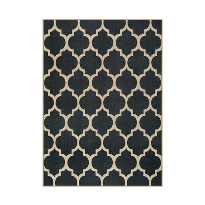 Lahome Moroccan Outdoor Rug 5x7, Easy Jute Black Washable Rugs for Patio Living Room, Geometric Trellis Woven Area Rug Non Slip for Backyard, Thin Non Shedding Farmhouse Carpet for Bedroom