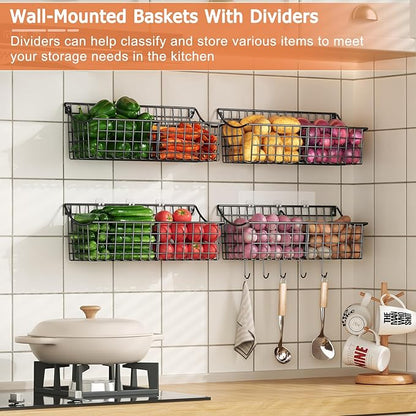 4 Pack EXTRA LARGE Hanging Wall Mount Storage Baskets