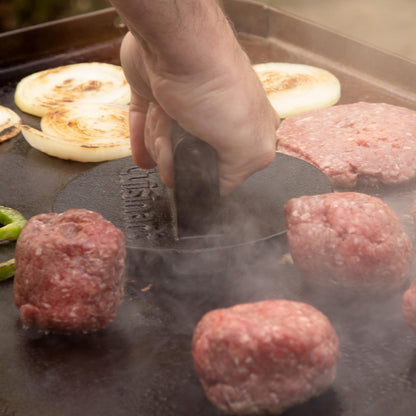 Cuisinart 6.5" Cast Iron Smashed Burger Press, Juicy and Crispy Burgers for BBQs, Cookouts