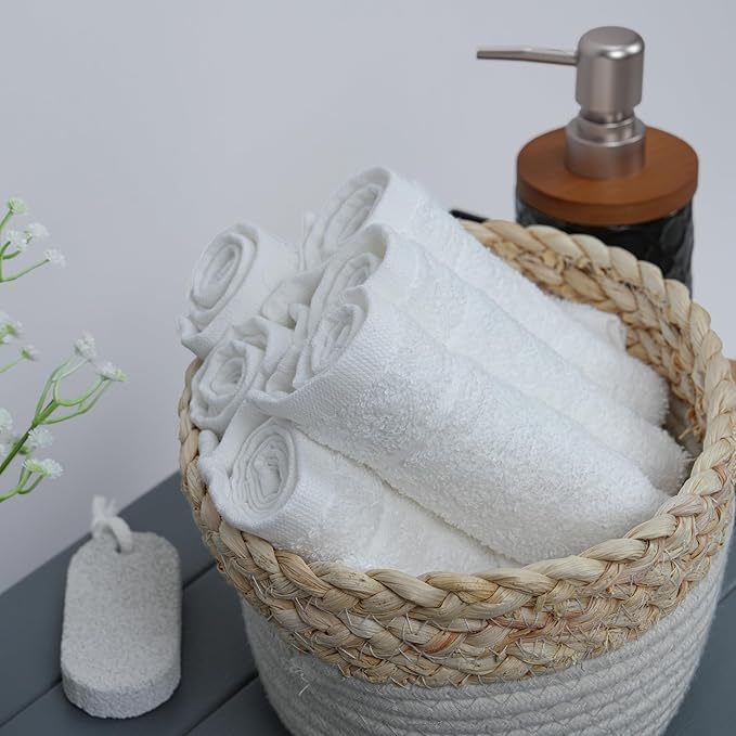 Tens Towels Pack of 24 Washcloths, 12 x 12 Inches, Lighter Weight, Quick to Dry