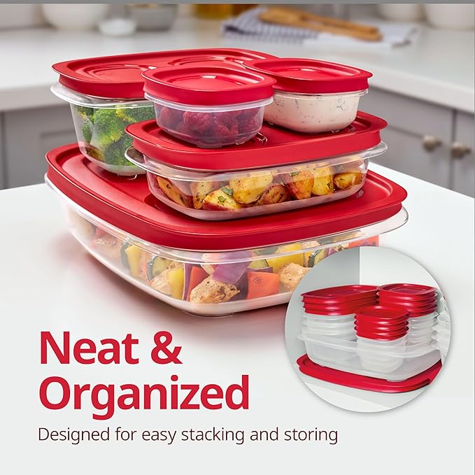 Rubbermaid EasyStore Rectangle, and Round Containers, 34-Piece Set, Food