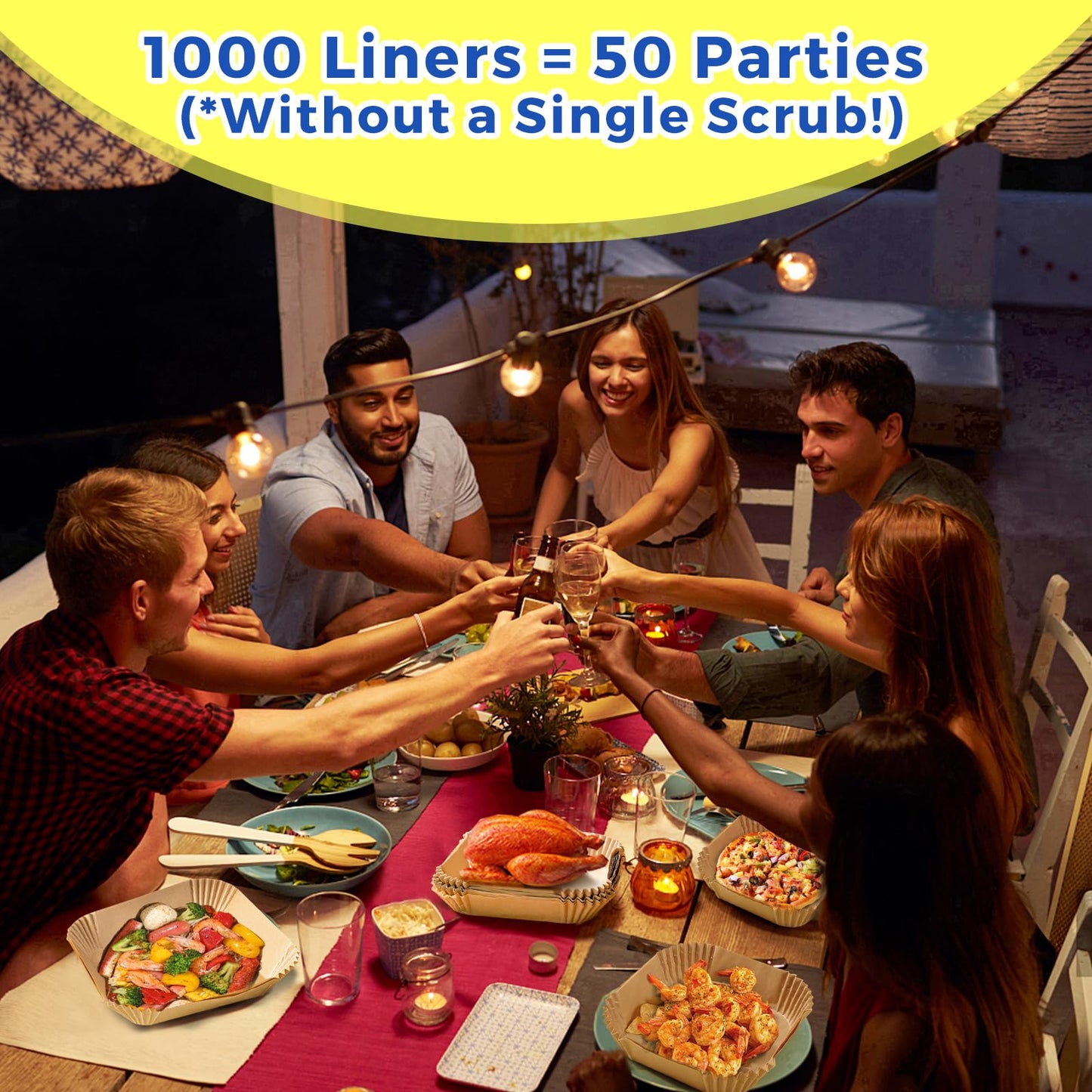 400 Pcs Air Fryer Paper Liners, 8" Square Air Fryer Liners Disposable, Heavy-Duty Parchment Paper for 5-8 qt Airfryer Basket, Non-Stick & Grease-Proof Baking Liner for Oven Pan
