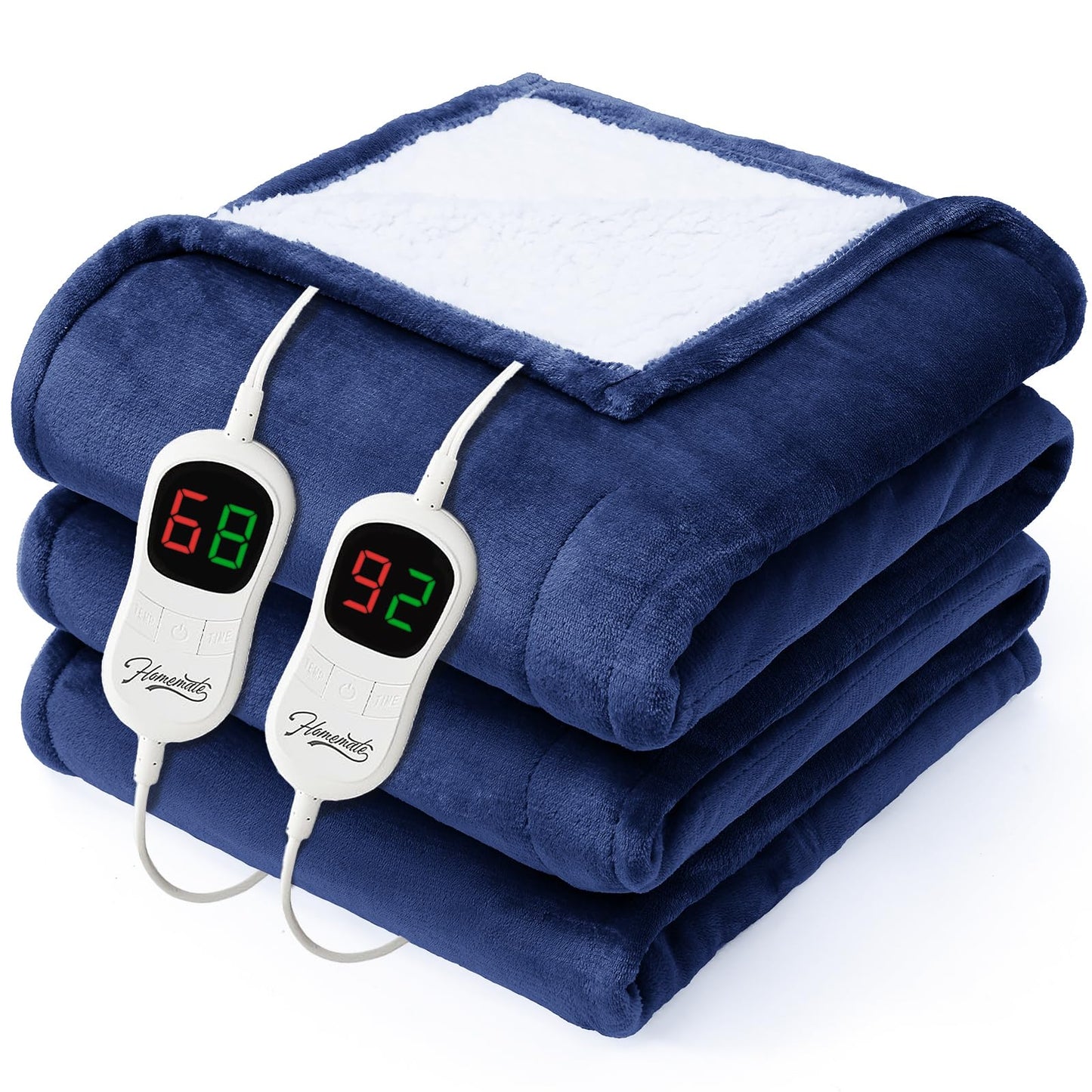 Homemate Electric Heated Blanket Twin - 62"x84" Heating Bed Blankets Throw with 10 Heating Levels 8 Hours Auto Off Fast Heating Over-Heated Protection Ultra Soft Warm Flannel ETL Certified Grey