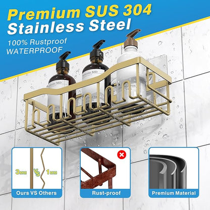 EUDELE 5-Pack Rustproof Stainless Steel Shower Caddy – No Drill Adhesive