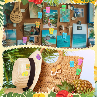 Briwooody 60 Pcs Resin Flip Flop Hawaii Decor Flat Back Cabochons Miniature Charms Mini Hawaii for Jewelry Making Scrapbooking Embellishments Cellphone Case Crafts