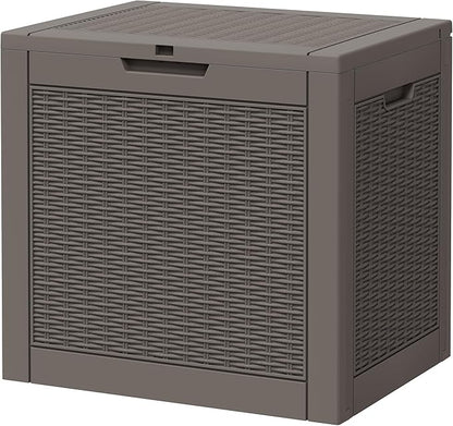 Outdoor Storage Box, Resin Deck Boxes Indoor and outdoor, Waterproof Storage Box Lockable Lid (Grey,32 Gallon)