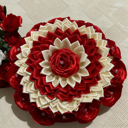 Pre-Cut Satin Ribbon Petals, 300 Pcs DIY Flower Making Supplies for Wedding Bouquets, Bridal Shower, Save Time & Boost Efficiency for Crafters, Beige