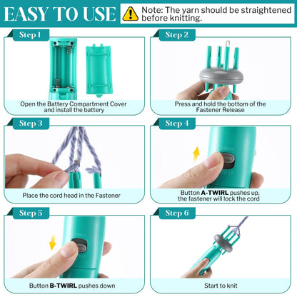 Enhon Cord Maker Portable Fringe Twister, Handheld Cord Maker for Craft Yarn Making Twister for Beginners (Patent Pending) (Green)