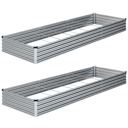 ZUNUDA 10×3×1FT(2PCS) Galvanized Raised Garden Bed Kit Metal Planter Boxes,Large Outdoor Planters Garden for Planting Vegetables,Flowers,Herbs -Silver