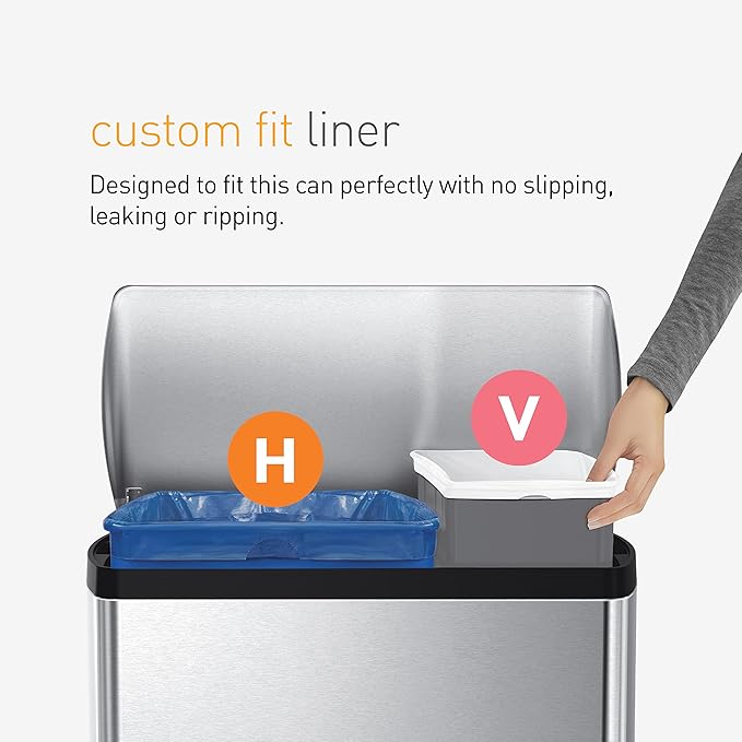 simplehuman Code V 60 Count, Dispenser Pack Custom Fit Liners, Drawstring Trash