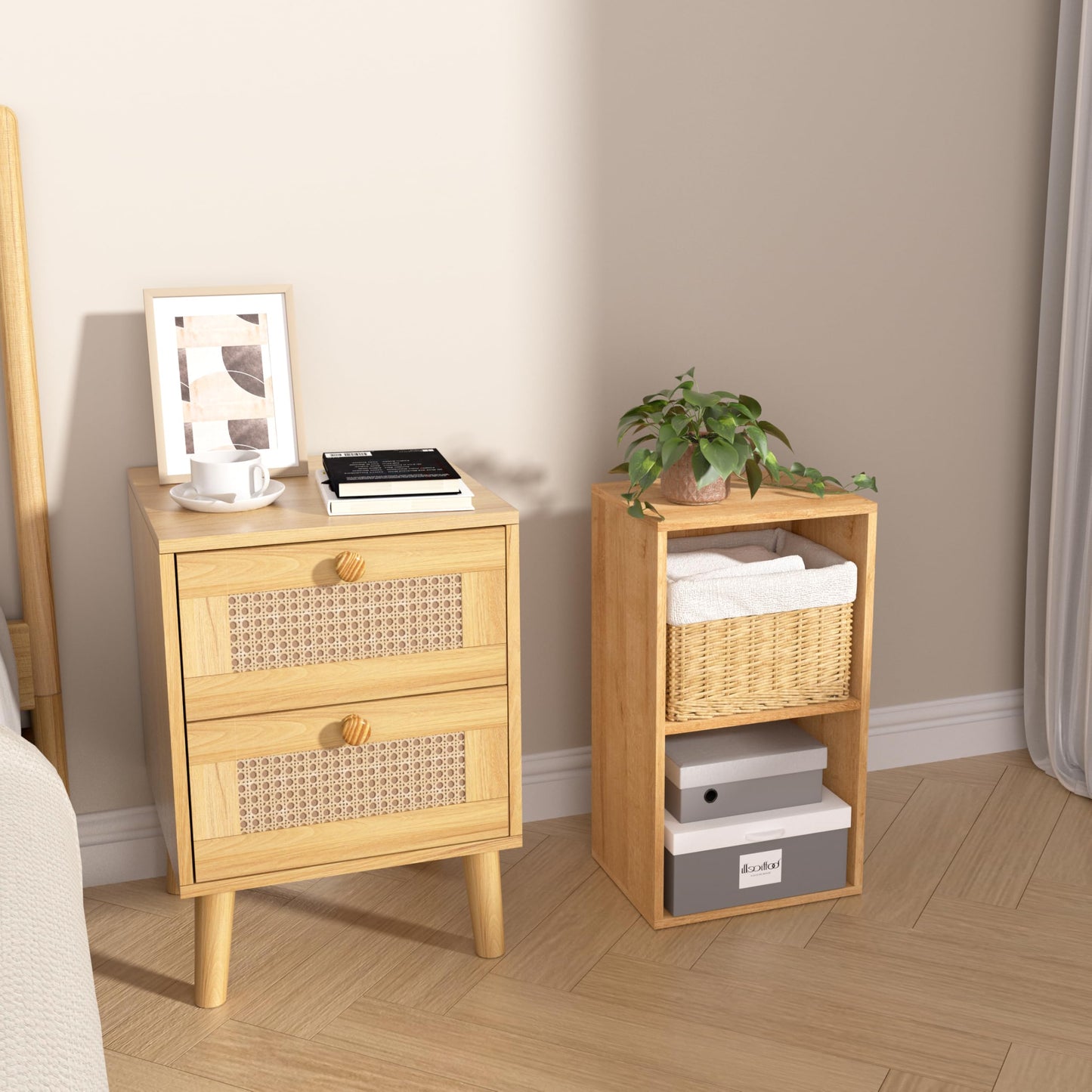 NewBeth Wooden 2 Cube Storage Organizer, 2 Tier Storage Cubes Storage Display Cubby, Versatile Cubes Shelf and Cubby Organizer for Any Space (Oak, 2 Cube-W(11.8inch)