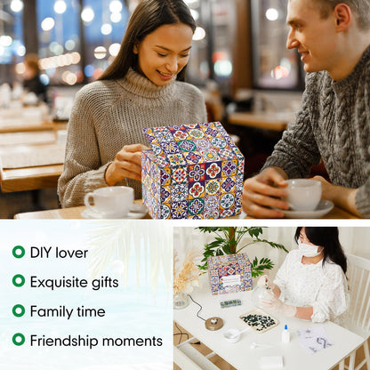 Baquler Turkish Mosaic Lamp Kit DIY Stained Glass Decorative Table Bedside Night Light Tabletop Bohemian Moroccan Lamp Craft Kit for Living Room Decorations(Green)