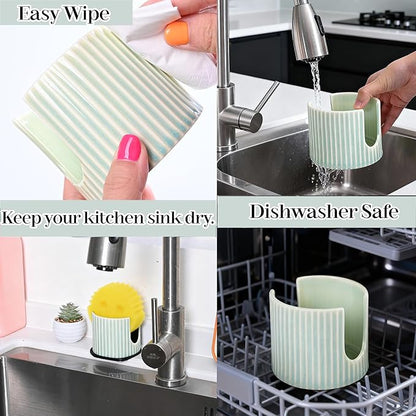 Ceramic Sponge Holder for Kitchen Sink, Sink Caddy Organizer, Dish Sponge